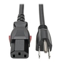 Eaton Tripp Lite Series Computer Power Cord, NEMA 5-15P to Locking C13 - 10A, 125V, 18 AWG, 3 ft. (0.91 m)