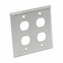 Eaton Tripp Lite Series 4 Port Double Gang Faceplate, Stainless Steel, Industrial Grade, IP44, TAA