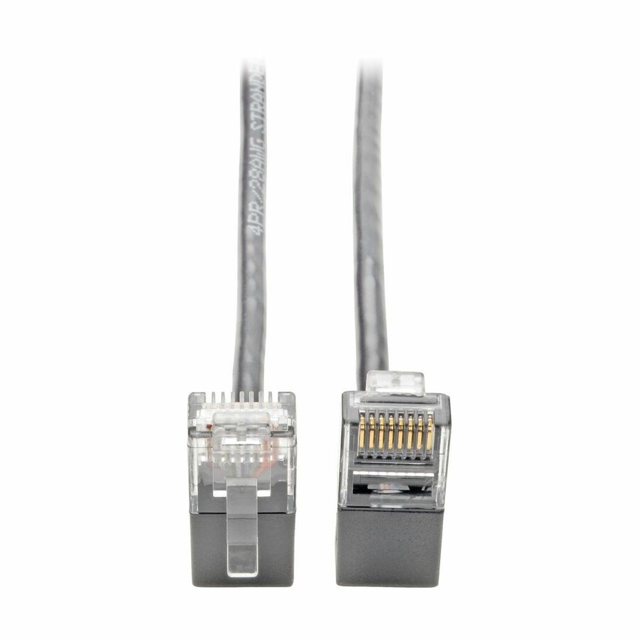 Eaton Tripp Lite Series Right-Angle Cat6 Gigabit Snagless Molded Slim UTP Ethernet Cable (RJ45 M/M), Gray, 1 ft. (0.31 m)