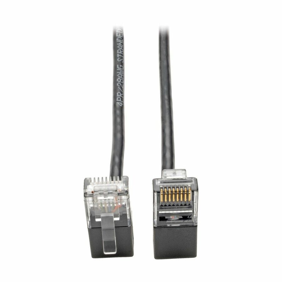 Eaton Tripp Lite Series Right-Angle Cat6 Gigabit Snagless Molded Slim UTP Ethernet Cable (RJ45 M/M), Black, 2 ft. (0.61 m)