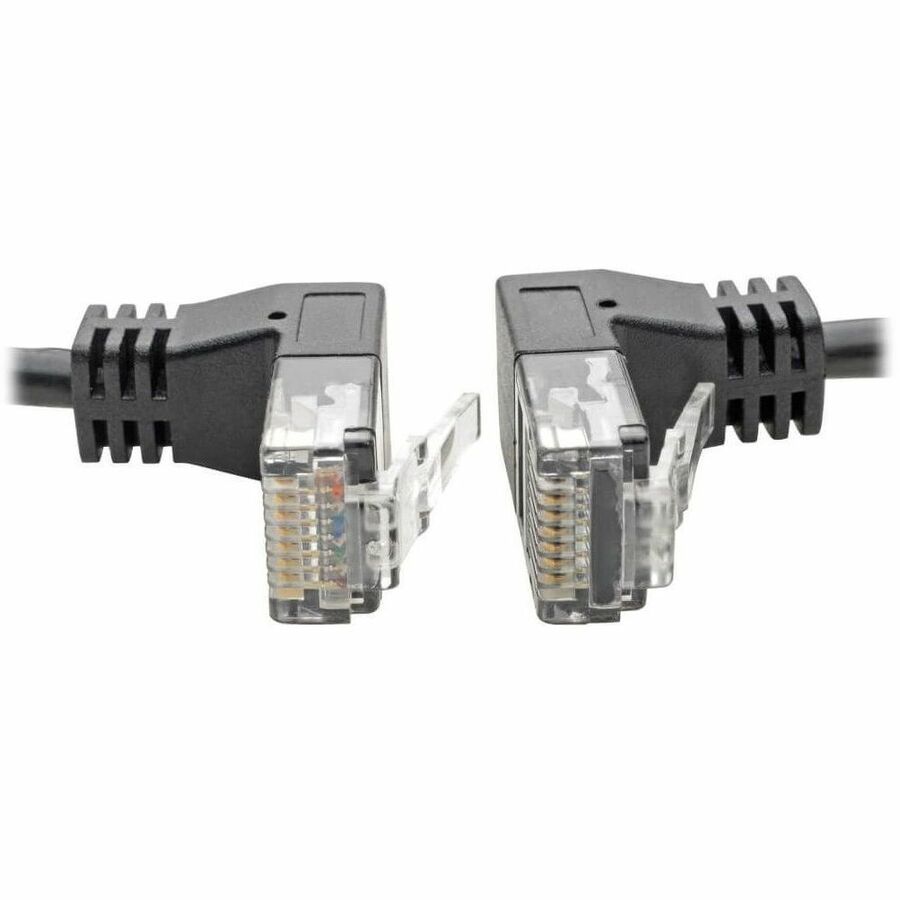 Eaton Tripp Lite Series Right-Angle Cat6 Gigabit Snagless Molded Slim UTP Ethernet Cable (RJ45 M/M), Black, 1 ft. (0.31 m)