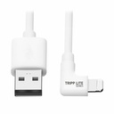 Eaton Tripp Lite Series USB-A to Right-Angle Lightning Sync/Charge Cable, MFi Certified - White, M/M, USB 2.0, 3 ft. (0.91 m)