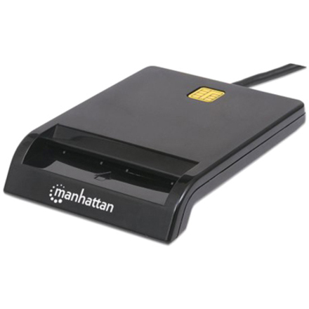 USB-A Contact Smart Card Reader, 12 Mbps, Friction type compatible, External, Windows or Mac, Cable 105cm, Black, Three Year Warranty