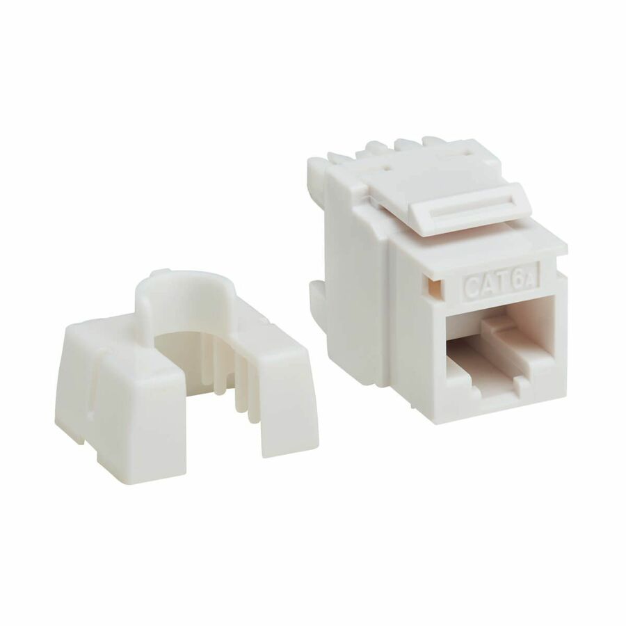 Eaton Tripp Lite Series Cat6a Keystone Jack - 4PPoE Compliant, 110/Krone, 568A/B, RJ45 Ethernet, White, TAA