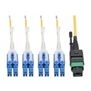 Eaton Tripp Lite Series MTP/MPO (APC) to 4xLC (UPC) Singlemode Breakout Patch Cable, 40/100 GbE, QSFP+ 40GBASE-PLR4, Plenum, Yellow, 3 m (10 ft.)