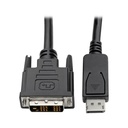 Eaton Tripp Lite Series DisplayPort to DVI Adapter Cable (DP with Latches to DVI-D Single Link M/M), 3 ft. (0.9 m)
