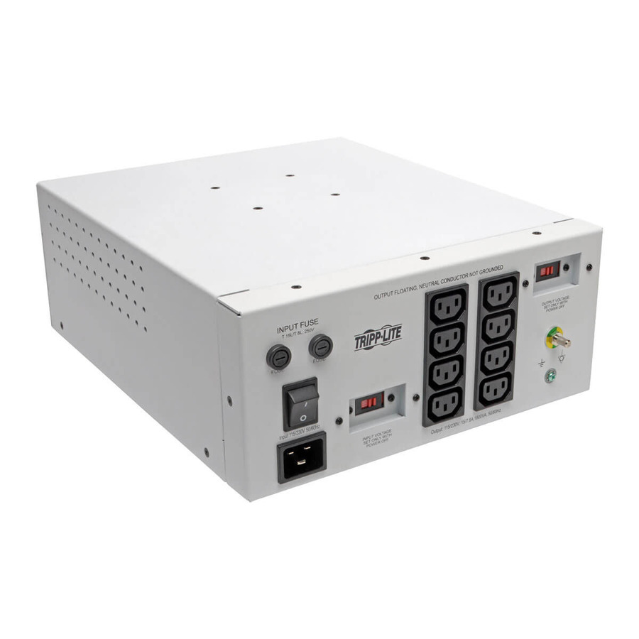 Eaton Tripp Lite Series Isolator Series Dual-Voltage 115/230V 1800W 60601-1 Medical-Grade Isolation Transformer, C20 Inlet, 8 C13 Outlets