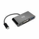 Eaton Tripp Lite Series USB-C to DVI Adapter with USB 3.x (5Gbps) Hub Port and PD Charging, Black