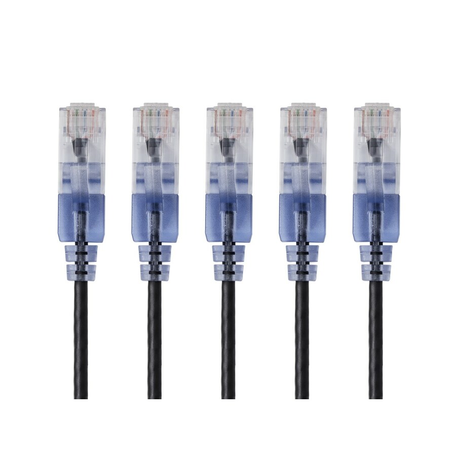 Monoprice 5-Pack, SlimRun Cat6A Ethernet Network Patch Cable, 10ft Black