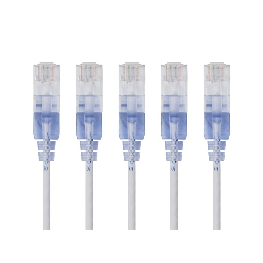 Monoprice 5-Pack, SlimRun Cat6A Ethernet Network Patch Cable, 10ft White