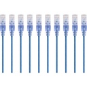 Monoprice 10-Pack, SlimRun Cat6A Ethernet Network Patch Cable, 3ft Blue