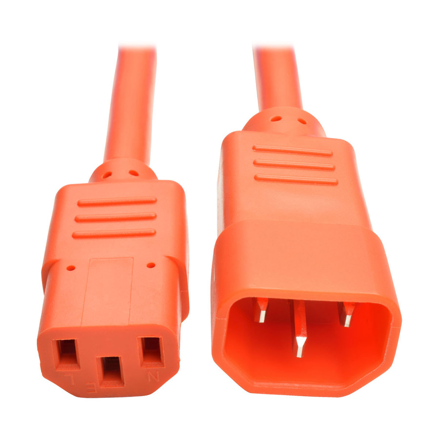 Eaton Tripp Lite Series Heavy-Duty PDU Power Cord, C13 to C14 - 15A, 250V, 14 AWG, 2 ft. (0.61 m), Orange