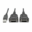 Eaton Tripp Lite Series 2-Port USB to DB9 Serial FTDI Adapter Cable with COM Retention (M/M), 6 ft. (1.83 m)