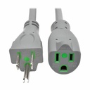 Eaton Tripp Lite Series Hospital-Grade Extension Cord, NEMA 5-15P to NEMA 5-15R - Green Dot, 15A, 125V, 14 AWG, 6 ft. (1.83 m), Gray