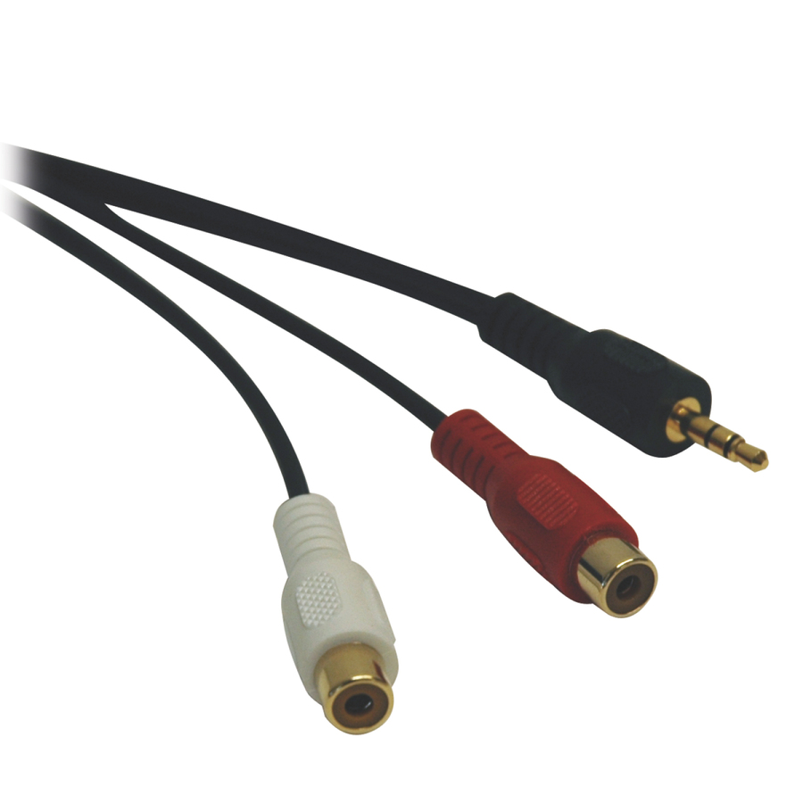 Eaton Tripp Lite Series 3.5 mm Mini Stereo to RCA Audio Y Splitter Adapter Cable (M/2xF), 6 in. (15.2 cm)