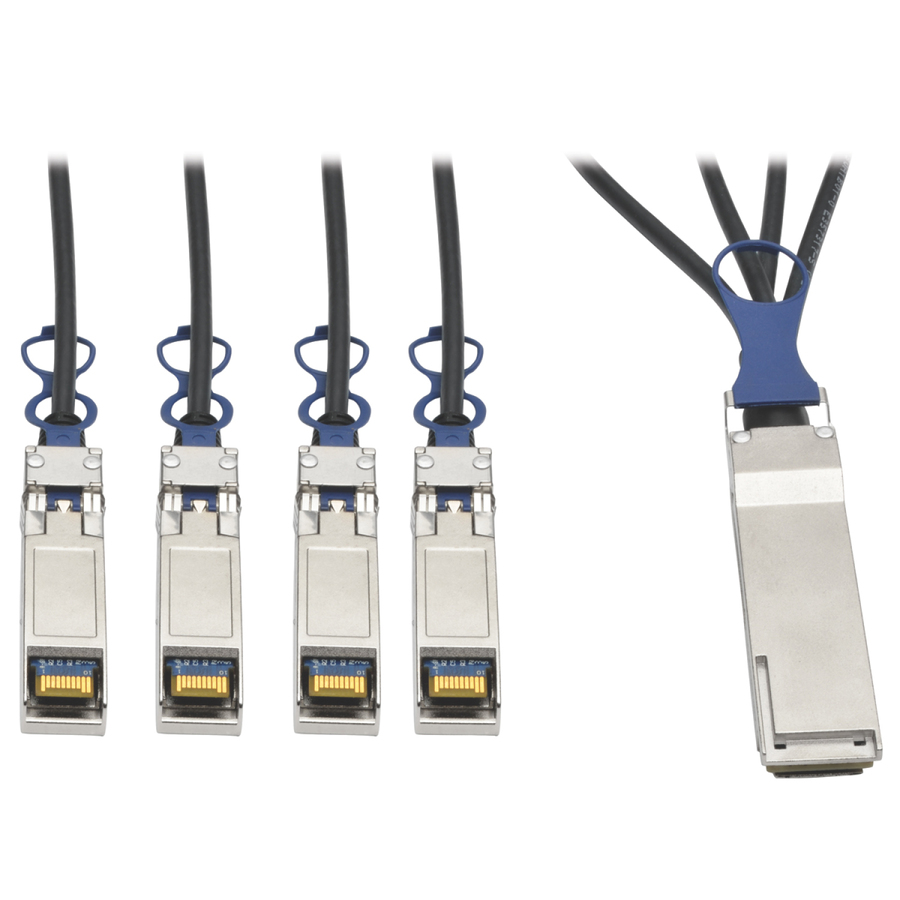 Eaton Tripp Lite Series QSFP+ to 10 GbE SFP+ Passive DAC Breakout Cable (M/M), QSFP+ to (x4) SFP+, Compatible to Cisco QSFP-4SFP10G-CU1M, 2M (6.56 ft.)