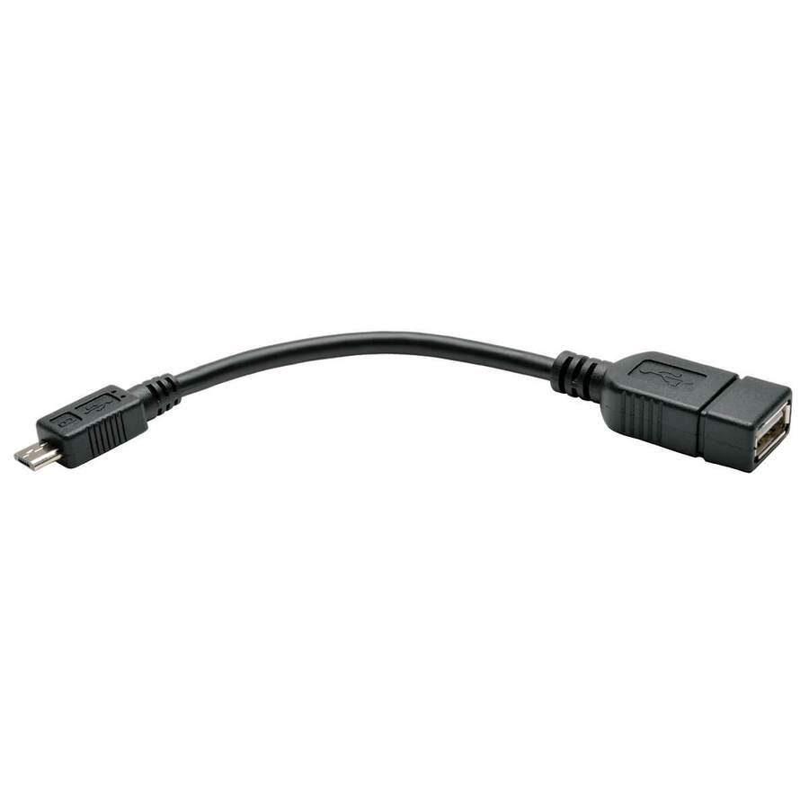Eaton Tripp Lite Series Micro USB to USB OTG Host Adapter Cable, 5-Pin Micro USB B to USB A M/F, 6-in. (15.24 cm)