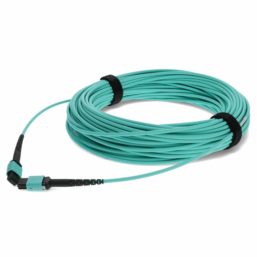 AddOn 15m MPO/UPC to MPO/UPC Aqua OM4 OFNR (Riser-Rated) 12-Strand Fiber Patch Cable