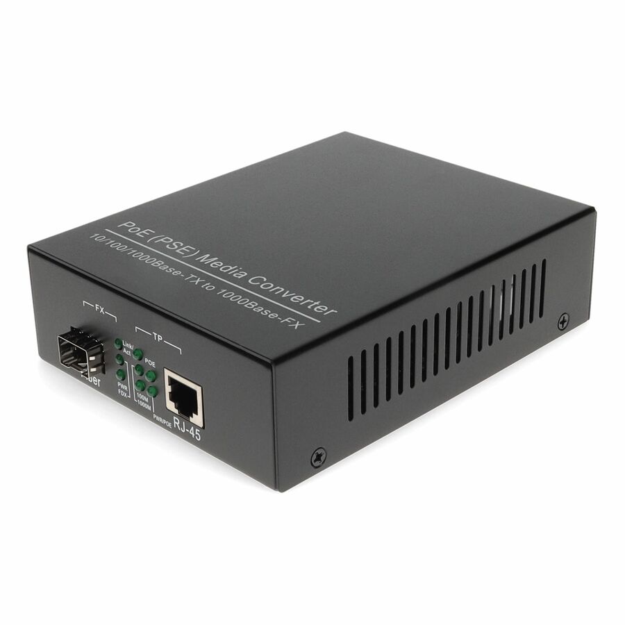AddOn 10/100/1000Base-TX(RJ-45) to Open SFP Port POE Media Converter