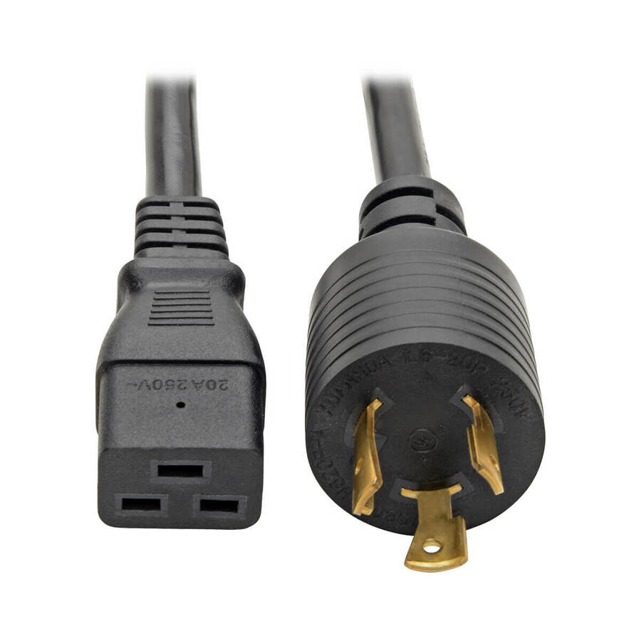 Eaton Tripp Lite Series Power Cord, C19 to NEMA L6-20 - Heavy-Duty, 20A, 250V, 12 AWG, 12 ft. (3.66 m), Black