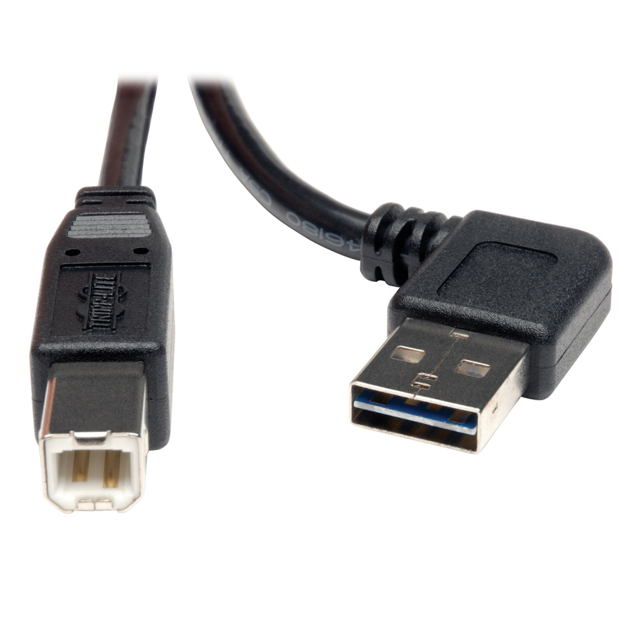 Eaton Tripp Lite Series Universal Reversible USB 2.0 Cable (Right / Left-Angle Reversible A to B M/M), 3 ft. (0.91 m)