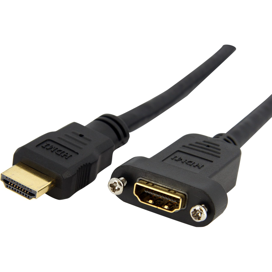 StarTech 3ft HDMI Female to Male Adapter, 4K High Speed Panel Mount HDMI Cable, HDMI Female to Male, HDMI Panel Mount Connector Cable