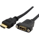 StarTech 3ft HDMI Female to Male Adapter, 4K High Speed Panel Mount HDMI Cable, HDMI Female to Male, HDMI Panel Mount Connector Cable