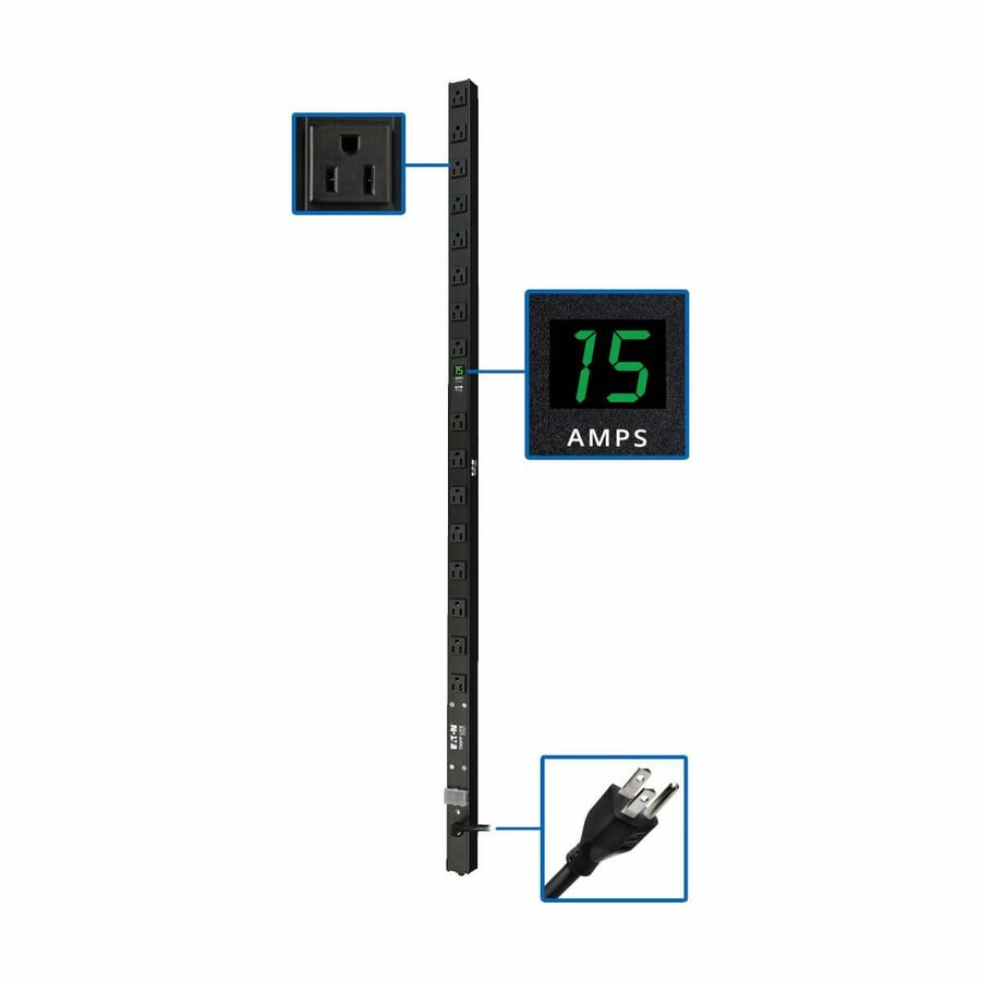 Tripp Lite by Eaton PDU 1.4kW Single-Phase Local Metered PDU 120V Outlets (16 5-15R) 5-15P 15 ft. (4.57 m) Cord 0U Vertical 48 in.