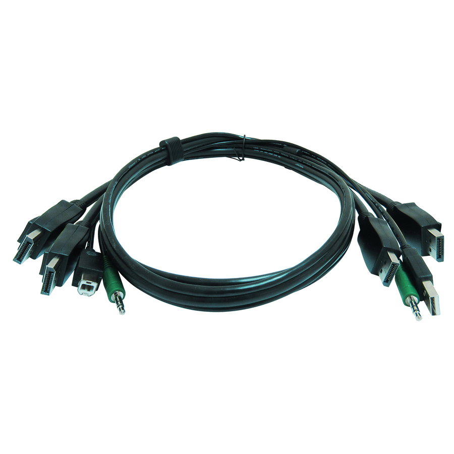 iPGARD 6 ft KVM USB Dual DisplayPort Cable With Audio
