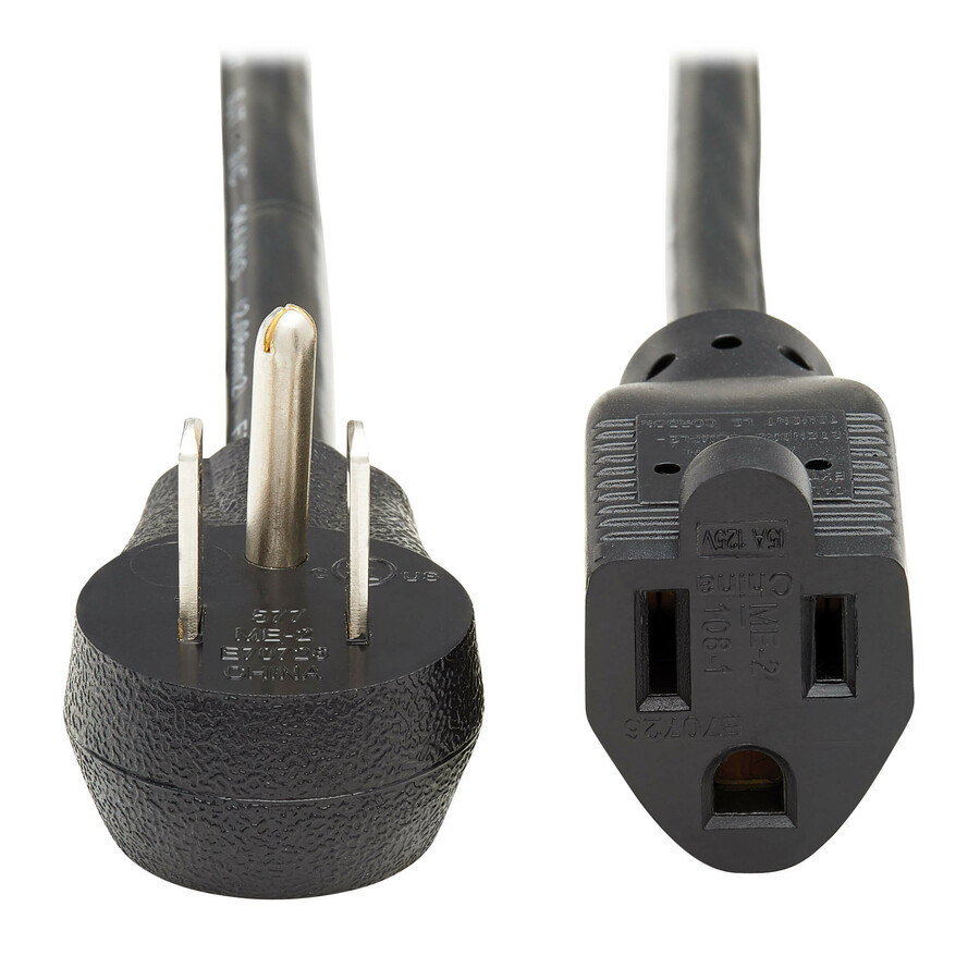Eaton Tripp Lite Series Power Extension Cord, Right-Angle NEMA 5-15P to NEMA 5-15R - Heavy-Duty, 15A, 120V, 14 AWG, 6 ft. (1.83 m), Black