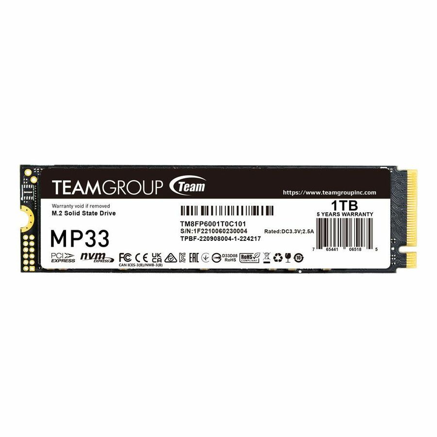 Team MP33 1 TB Solid State Drive - M.2 2280 Internal - PCI Express NVMe (PCI Express NVMe 3.0 x4) - Blue, Black