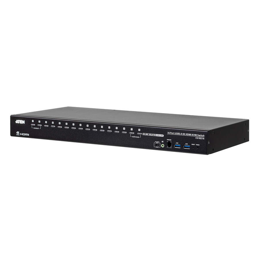 ATEN CS18216 16-Port USB 3.0 4K HDMI KVM Switch with Rack Mounting Kit
