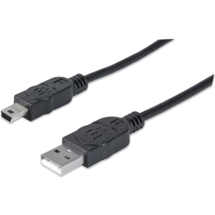 USB-A to Mini-USB Cable, 1.8m, Male to Male, 480 Mbps (USB 2.0), Hi-Speed USB, Black, Lifetime Warranty, Equivalent to USB2HABM2M (except 20cm shorter)