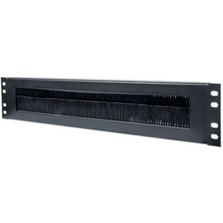 19" Cable Entry Panel, 2U, with Brush Insert, Black