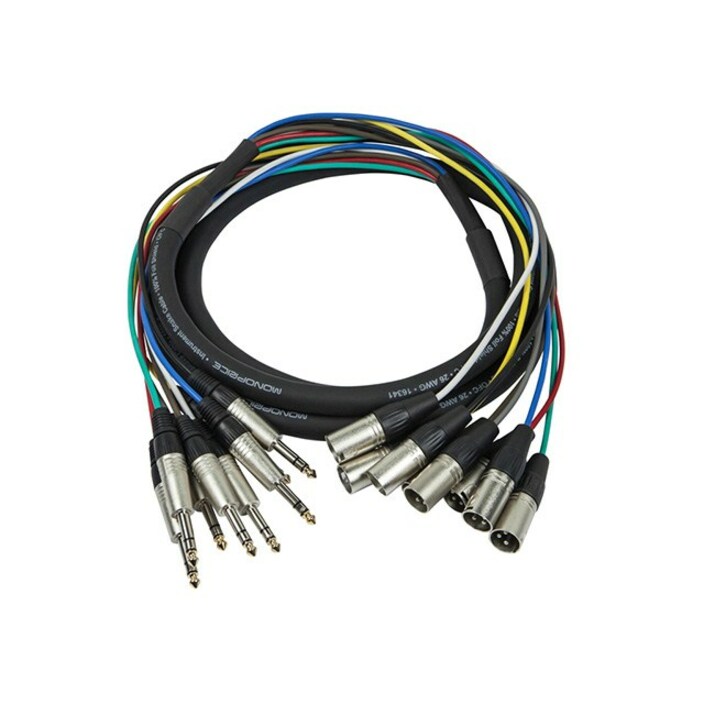 Monoprice 3 Meter (10ft) 8-Channel 1/4inch TRS Male to XLR Male Snake Cable
