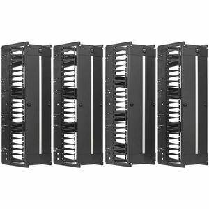 Tripp Lite by Eaton High-Capacity Vertical Cable Manager - Deep Double Finger Duct with Cover - Double Sided - 12 in. Wide - Black - 7 ft. (2.2 m)