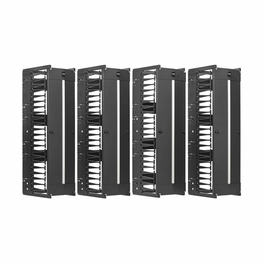Tripp Lite by Eaton High-Capacity Vertical Cable Manager - Deep Double Finger Duct with Cover - Double Sided - 12 in. Wide - Black - 7 ft. (2.2 m)