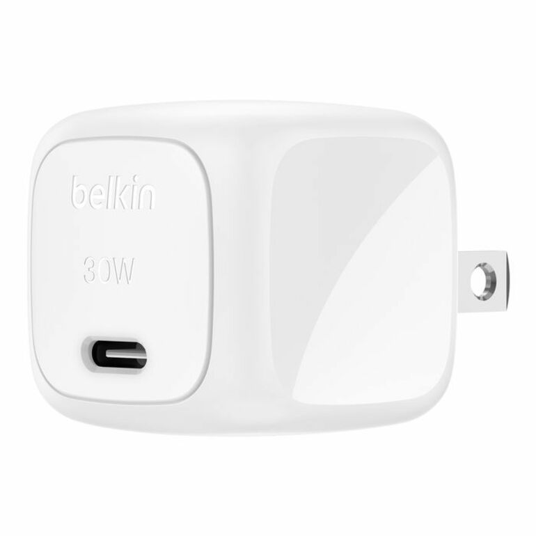 Belkin 30W Portable USB-C Wall Charger - 1xUSB-C (30W) - Fast Charge - Power Adapter - White