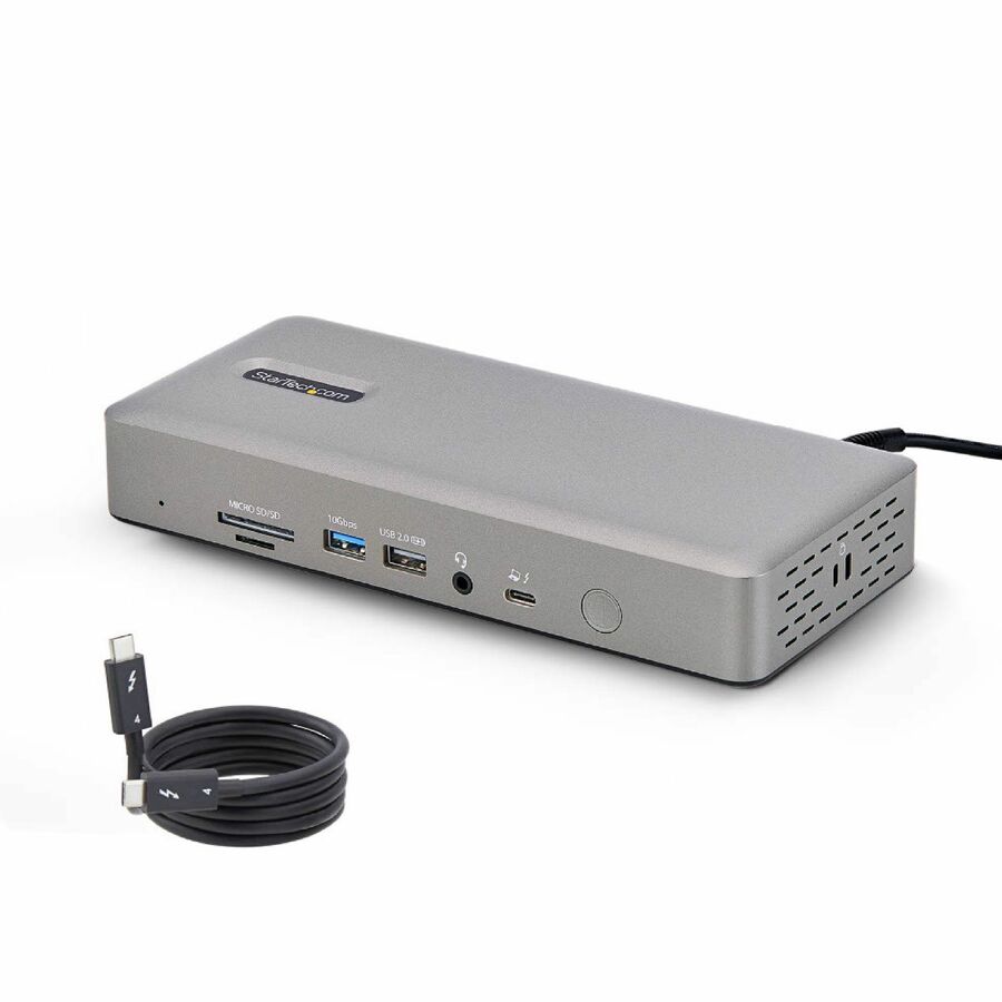StarTech Universal USB4 & Thunderbolt 4 Docking Station, Quad Display on Windows, Dual Display on MacBook, HDMI DP Dock, 100W Charging