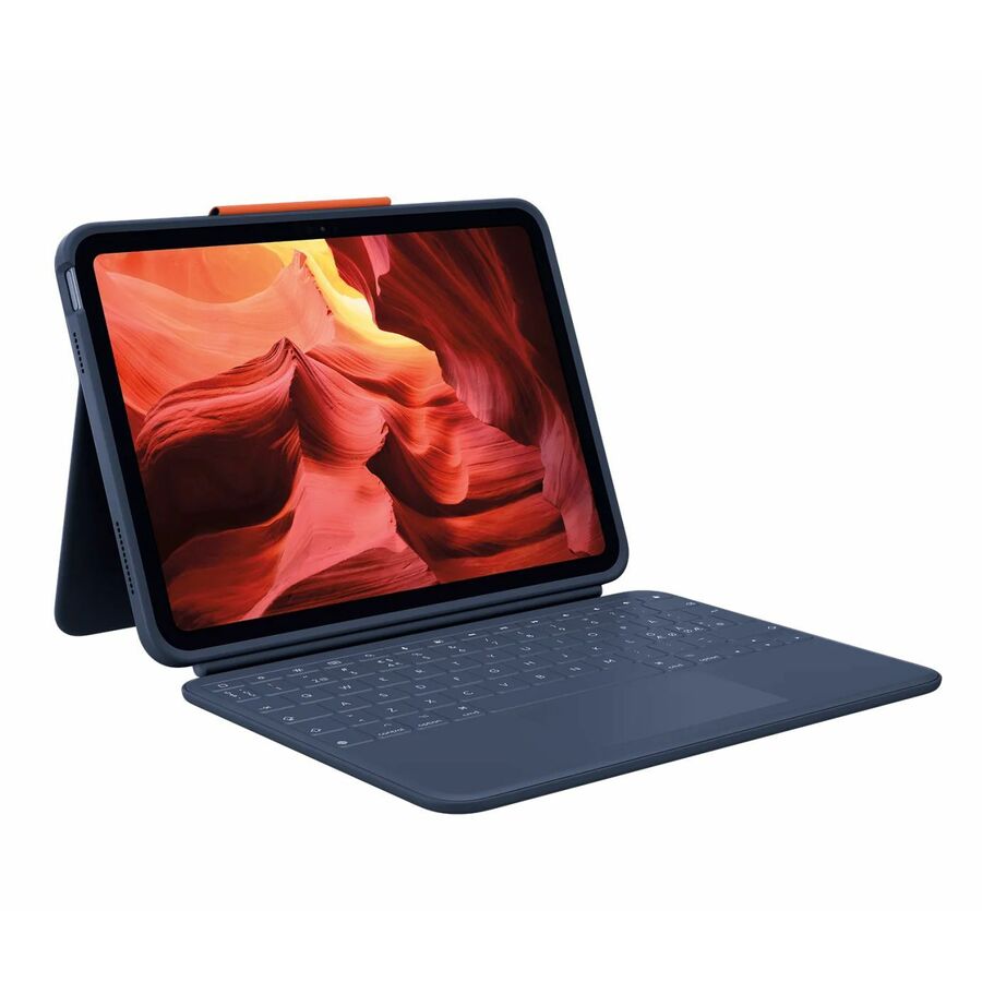 Logitech Rugged Combo 4 Touch Rugged Keyboard/Cover Case (Folio) for 10.9" Apple iPad (10th Generation) Tablet - Classic Blue - Brown Box Packaging