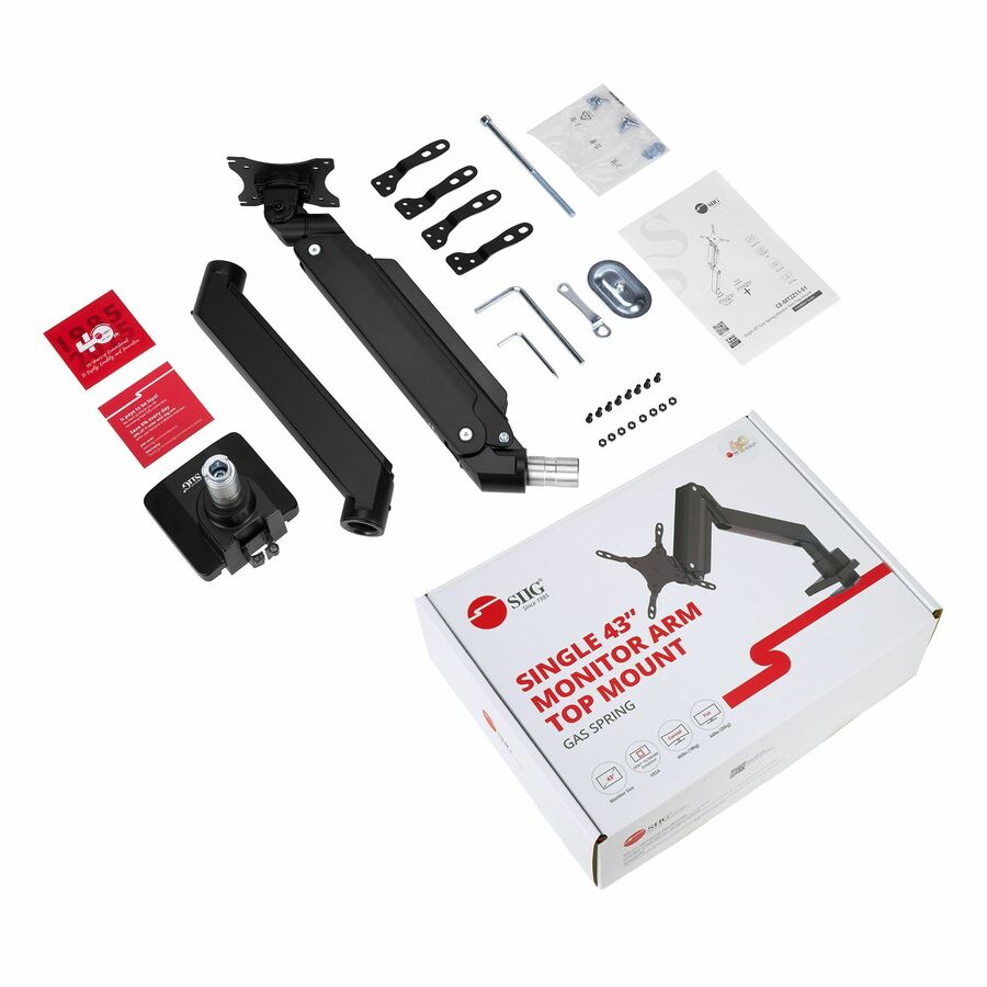 Single Monitor Heavy-Duty Premium Gas Spring Desk Mount - 17" to 43" , VESA 75x75, 100x100, 200x200mm