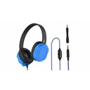 MAXCases Extreme Headset w/braided cable, inline volume control, built-in microphone, 3.5mm connector, breakaway adapter (Blue)