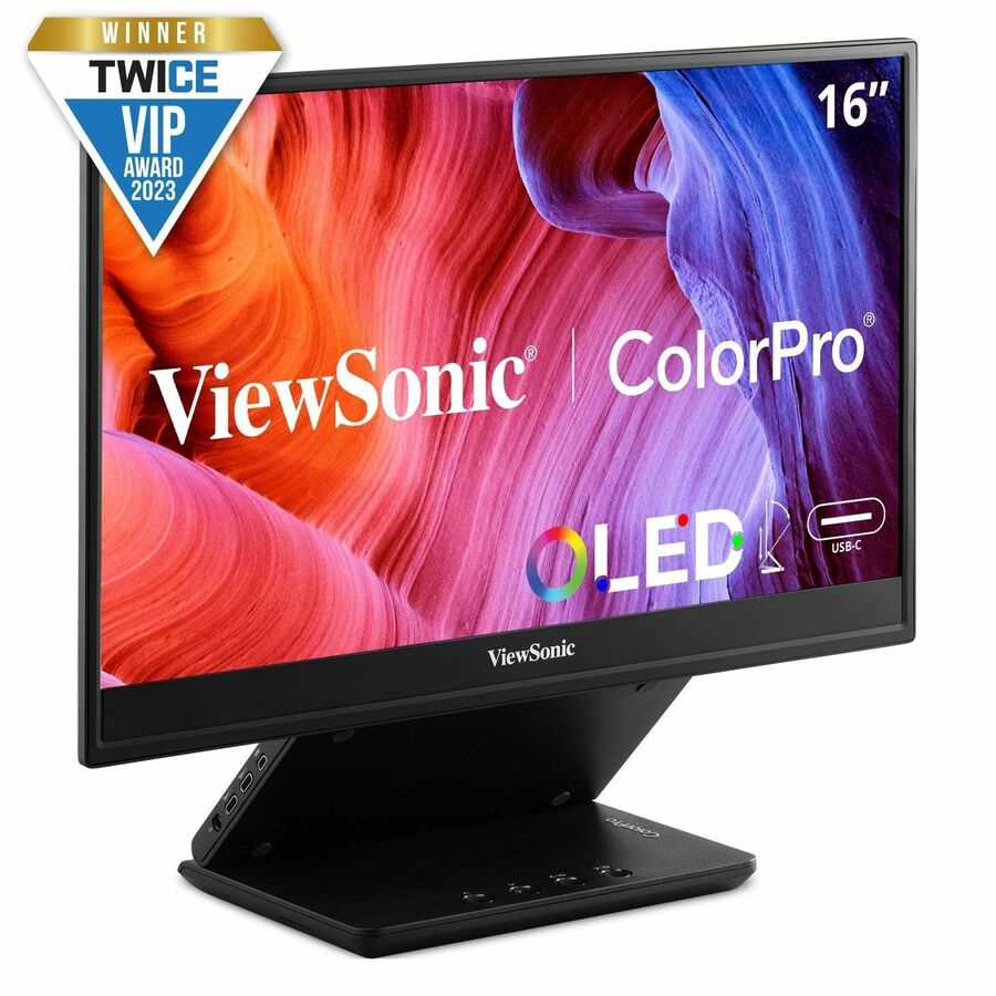 ViewSonic VP16-OLED 15.6 Inch 1080p ColorPro Monitor, OLED Display with Pantone Validated Color Accuracy for Immersive Second Screen Productivity, Advanced Ergonomics, 40W USB-C, and mini HDMI Inputs
