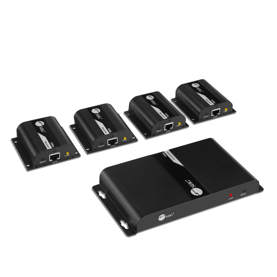 SIIG 4 Port HDMI Splitter over Cat6 Extender with IR - 40m