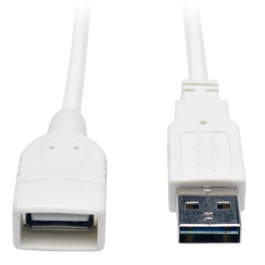 Eaton Tripp Lite Series Universal Reversible USB 2.0 Extension Cable (Reversible A to A M/F), White, 3 ft. (0.91 m)
