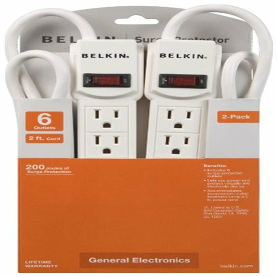 Belkin 6 Outlet Home and Office Surge Protector with 2ft Power Cord - 200 Joules