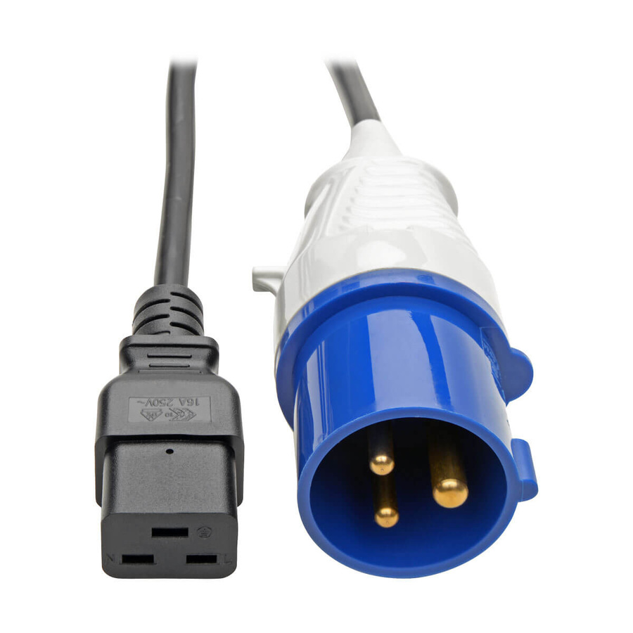 Eaton Tripp Lite Series IEC 309 to C19, Heavy-Duty Extension Cord - 16A, 250V, 16 AWG, 10 ft. (3.05 m), Black