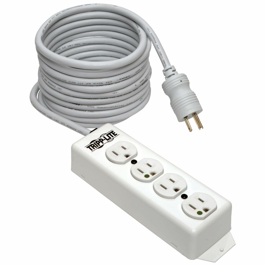 Tripp Lite by Eaton Safe-IT Medical-Grade Power Strip UL 1363 4 Hospital-Grade Outlets Antimicrobial 15 ft. (4.57 m) Cord