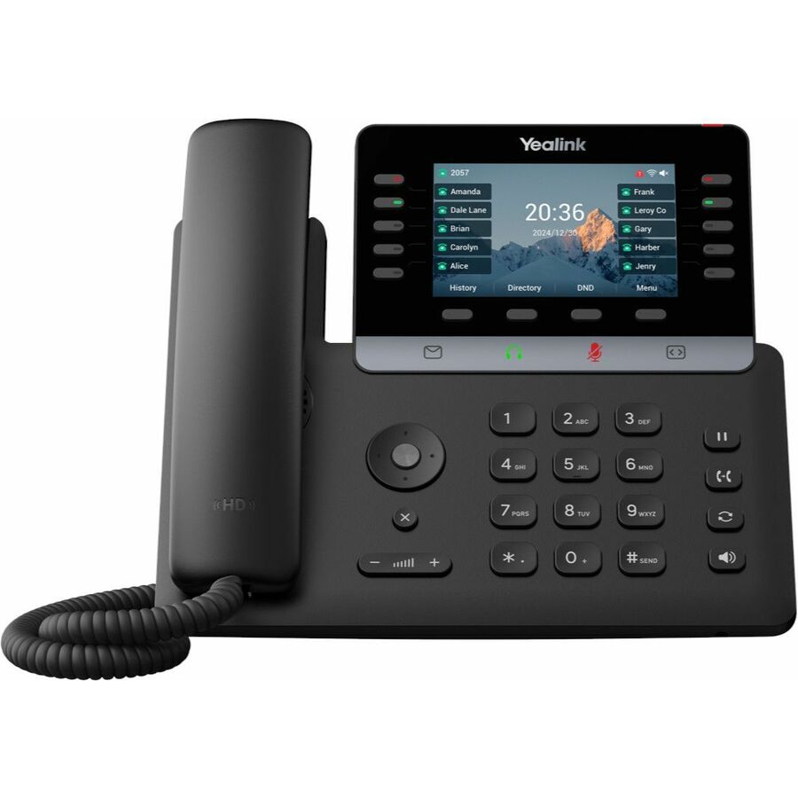 Yealink T74W IP Phone - Corded - Corded/Cordless - Bluetooth, Wi-Fi - 10 Multiple Conferencing - Wall Mountable - Black