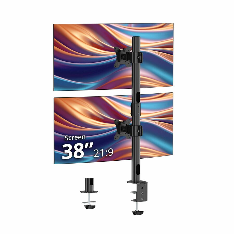SIIG Dual 38" Stack Monitor Pole Mount - Black - Fits 13-38" Screens, up to 26.5 lbs each
